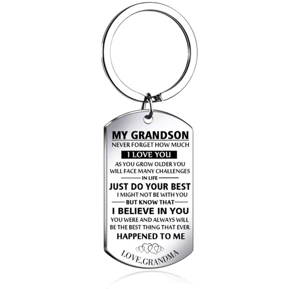 Engraved Grandmother to Grandson Keychain, Grandma Keychain, Grandson Keychain - Picture 3 of 4